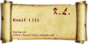 Kneif Lili névjegykártya